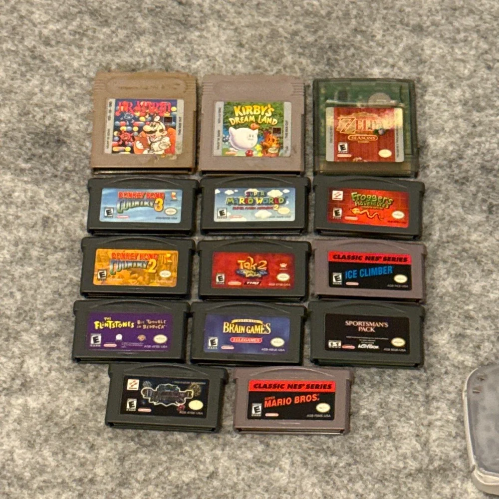 Nintendo Game Boy Advance Glacier AGB-001 Console Bundle 14 Games Zelda Mario